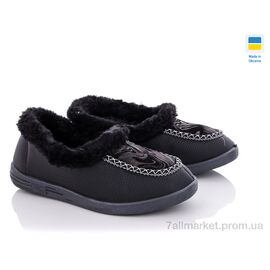 Фотография Тапки женские для дома зима Каховка Укр со вставкой черн 9 (7 пар р.38-42) "Vladimir" недорого оптом от прямого поставщика