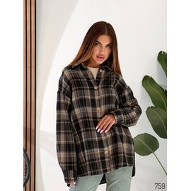 Фотография Рубашка женская 759 black-d.grey р.42-56 "DORA" недорого оптом от прямого поставщика