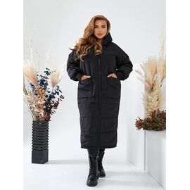 Пальто зимове жіноче 901 black р.50-60 "Seven Zikina" недорого оптом від прямого постачальника