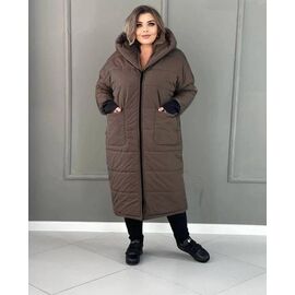 Пальто зимове жіноче 901 brown р.50-60 "Seven Zikina" недорого оптом від прямого постачальника