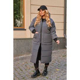 Пальто зимове жіноче 901 grey р.50-60 "Seven Zikina" недорого оптом від прямого постачальника