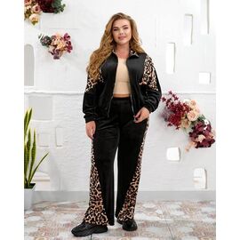 Фотография Костюм спортивный женский тёплый 936 black-beige р.48-62 "Seven Zikina" недорого оптом от прямого поставщика