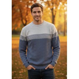 Светр чоловічий 72178 grey-l.beige р.L-2XL "Vip Stendo" недорого оптом від прямого постачальника