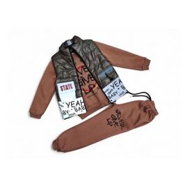 Костюм дитячий спортивний теплий на хлопчика 2520 brown-khaki р.6-10 "MALIBU" недорого оптом від прямого постачальника