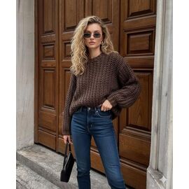 Светр жіночий LR871 brown р.42-48 "Lora" недорого оптом від прямого постачальника