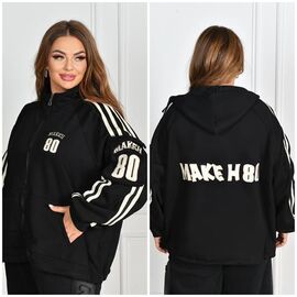 Фотография Кофта спортивная женская тёплая 8062 black р.L-2XL "Immei" недорого оптом от прямого поставщика