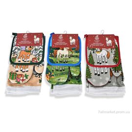 Фотография Полотенце  3203 набір для кухні прихватки+рушник mix (6 шт. р.сетка One size) "Obuvok" недорого оптом от прямого поставщика