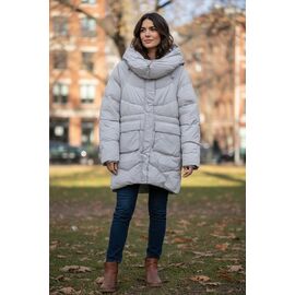 Фотография Куртка женская зимняя 76705 l.grey р.46-56 "DKNSEL" недорого оптом от прямого поставщика