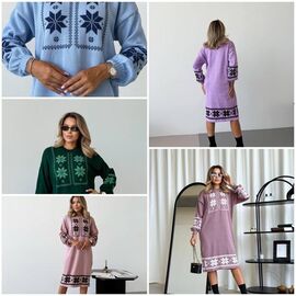 Фотография Платье тёплое женское SV1112 mix р.44-56 "WHITE" недорого оптом от прямого поставщика