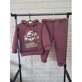 Костюм дитячий спортивний теплий на дівчинку PR639 brown р.2-4 "Proschenko" недорого оптом від прямого постачальника