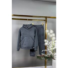 Костюм дитячий спортивний теплий на дівчинку 114 grey р.122-140 "Delfinka" недорого оптом від прямого постачальника