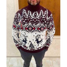 Фотография Свитер мужской 56916 wine р.L-2XL "TURHAN" недорого оптом от прямого поставщика
