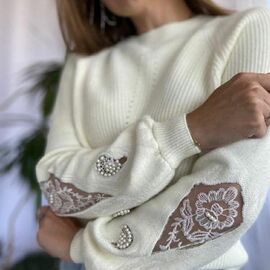 Светр жіночий 7176 white р.42-48 "Kosta" недорого оптом від прямого постачальника