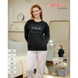 Фотография Пижама тёплая женская 165-016 black р.46-56 "Samo" недорого оптом от прямого поставщика