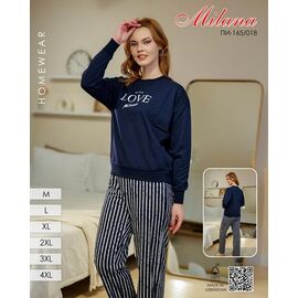 Фотография Пижама тёплая женская 165-018 navy р.46-56 "Samo" недорого оптом от прямого поставщика