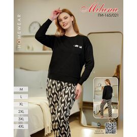 Фотография Пижама тёплая женская 165-021 black р.46-56 "Samo" недорого оптом от прямого поставщика