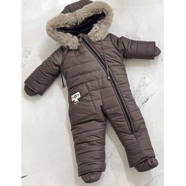 Фотография Комбинезон детский тёплый на мальчика 8462 brown р.68-80 "Moda school" недорого оптом от прямого поставщика