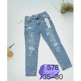Джинси жіночі D578 l.blue р.30-35 "NewJeans" недорого оптом від прямого постачальника