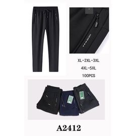Фотография Штаны спортивные мужские утеплённые A2412 black р.4XL-5XL "Faraon" недорого оптом от прямого поставщика