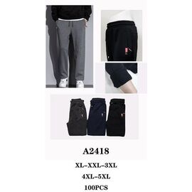 Фотография Штаны спортивные мужские утеплённые A2418 black р.4XL-5XL "Faraon" недорого оптом от прямого поставщика