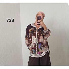 Фотография Рубашка женская 733 brown р.50-54 "FSN" недорого оптом от прямого поставщика