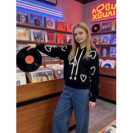 Батник дитячий теплий на дівчинку 5848 black р.110-160 "Fili kids" недорого оптом від прямого постачальника