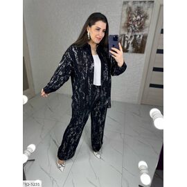 Фотография Костюм-двойка: рубашка + брюки клеш, приятная ткань с качественным серебряным напылением, переливается хорошим сиянием на свете, в таком костюме вы не остаться не замеченной р.42-44;46-48 "VLADA" купить недорого от прямого поставщика