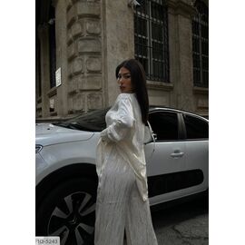 Костюм-двійка: сорочка + штани кльош, приємна тканина з якісним срібним напиленням, переливається гарним сяйвом на світлі, в такому костюмі ви не залишитися не поміченою р.42-44;46-48 "VLADA" купити недорого від прямого постачальника