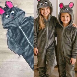 Фотография Кигуруми детский утеплённый унисекс B682 grey р.38-44 "Baykush" недорого оптом от прямого поставщика