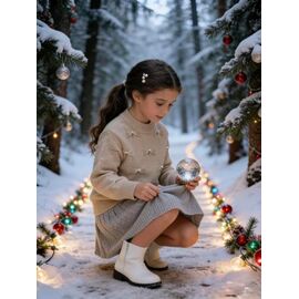 Фотография Свитер детский на девочку 816 beige р.110-150 "Yalisi" недорого оптом от прямого поставщика