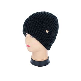 Шапка зимова жіноча KW001-11 на флісі black р.56-60 "Angelica" недорого оптом від прямого постачальника