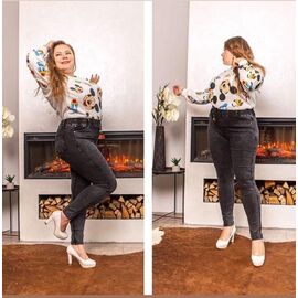 Джинси жіночі утеплені HN1001 grey р.8XL-13XL "Hoan" недорого оптом від прямого постачальника