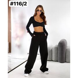 Штани спортивні жіночі теплі 116-2 black р.48-52 "FIESTA" недорого оптом від прямого постачальника