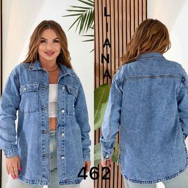Сорочка жіноча 462 l.blue р.2XL-7XL "Liana Denim" недорого оптом від прямого постачальника