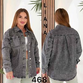 Сорочка жіноча 468 grey р.2XL-7XL "Liana Denim" недорого оптом від прямого постачальника
