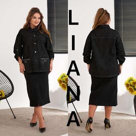 Сорочка жіноча 483 black р.2XL-7XL "Liana Denim" недорого оптом від прямого постачальника
