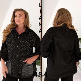 Сорочка жіноча 484 black р.XL-6XL "Liana Denim" недорого оптом від прямого постачальника