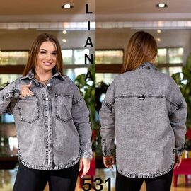 Сорочка жіноча 531 grey р.3XL-5XL "Liana Denim" недорого оптом від прямого постачальника