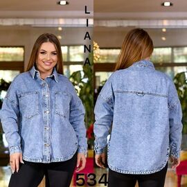 Сорочка жіноча 534 l.blue р.3XL-8XL "Liana Denim" недорого оптом від прямого постачальника