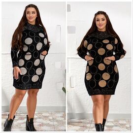 Сукня тепла жіноча LL386 black-beige р.52-54 "Lola" недорого оптом від прямого постачальника