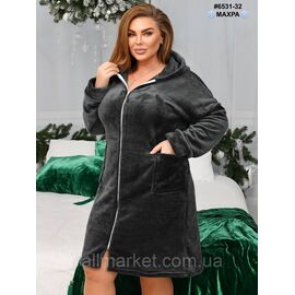 Халат жіночий на блискавці з поясом махра напівбатал 44-46,48-50,52-54 (4кв) "NOWEMBER"