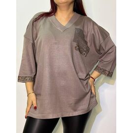 Туніка жіноча 2025-12 brown р.52-58 "Kosta" недорого оптом від прямого постачальника