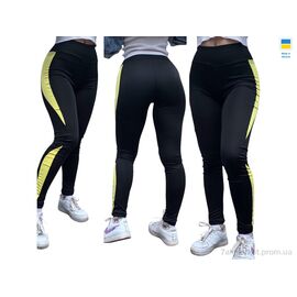 Фотография Лосинсы женские Весна/осень 52862 чорний з жовтою вставкою (4 шт. р.сетка S-XL) "Sport style" недорого оптом от прямого поставщика