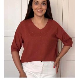 Фотография Свитер женский 25200 terrakot р.50-58 "BAMBIN" недорого оптом от прямого поставщика