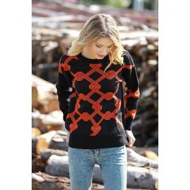 Фотография Свитер женский 3014 black-orange р.46-50 "BAMBIN" недорого оптом от прямого поставщика