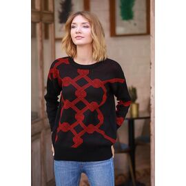 Фотография Свитер женский 3014 black-red р.46-50 "BAMBIN" недорого оптом от прямого поставщика