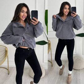 Фотография Батник женский тёплый 1553 grey р.46-48 "BONJOUR" недорого оптом от прямого поставщика