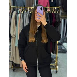 Фотография Кофта спортивная женская тёплая 4252 black р.42-48 "BONJOUR" недорого оптом от прямого поставщика