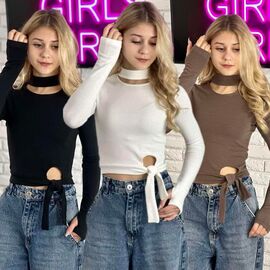 Топик дитячий на дівчинку KR355 brown р.32-42 "Karolina" недорого оптом від прямого постачальника