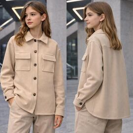 Фотография Рубашка детская тёплая на девочку KR427 beige р.34-42 "Karolina" недорого оптом от прямого поставщика